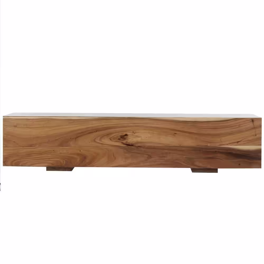 Litton Lane Brown Block Bench with Elevated Base 15 in. X 71 in. X 16 in.