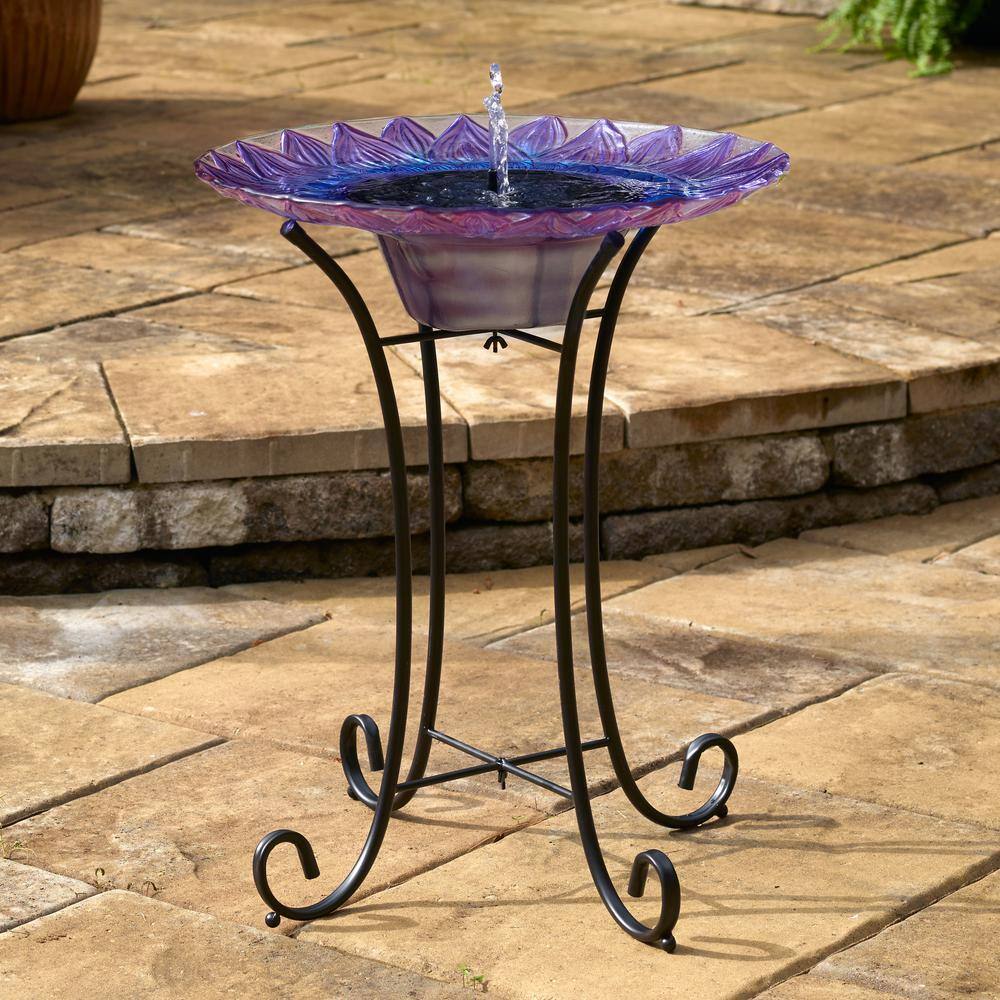 Smart Solar Bell Flower Glass Solar Birdbath