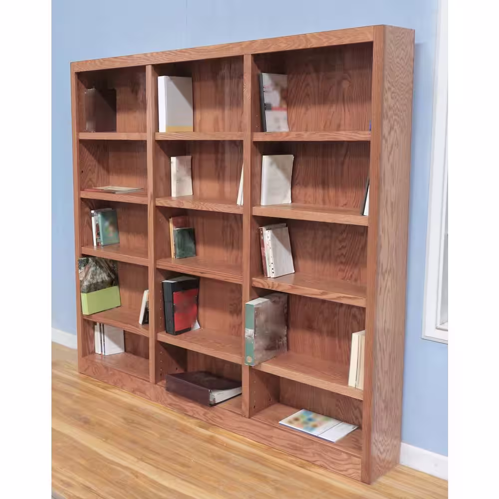 Concepts In Wood 72 in. Dry Oak Wood 15-shelf Standard Bookcase with Adjustable Shelves