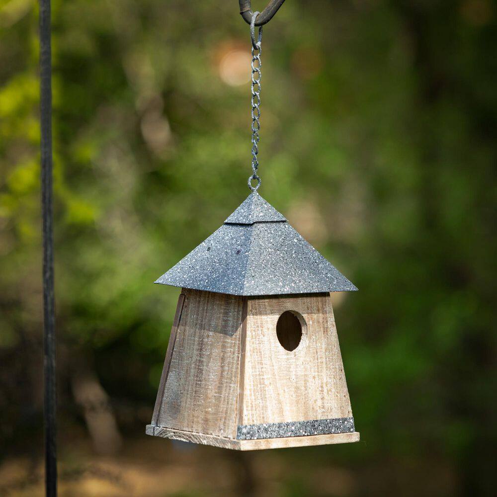 SULLIVANS 11 in. Wood Gray Single Birdhouse; Gray