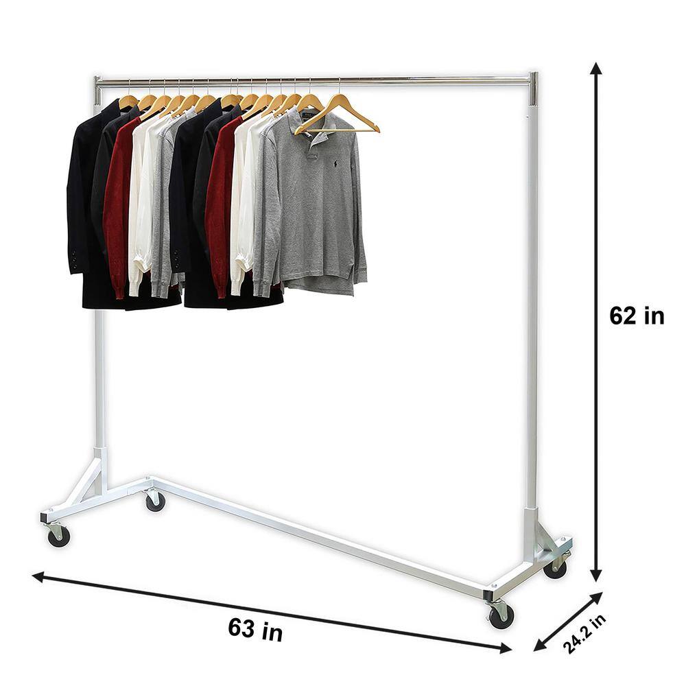 None Silver Metal Garment Clothes Rack 63 in. W x 62 in. H