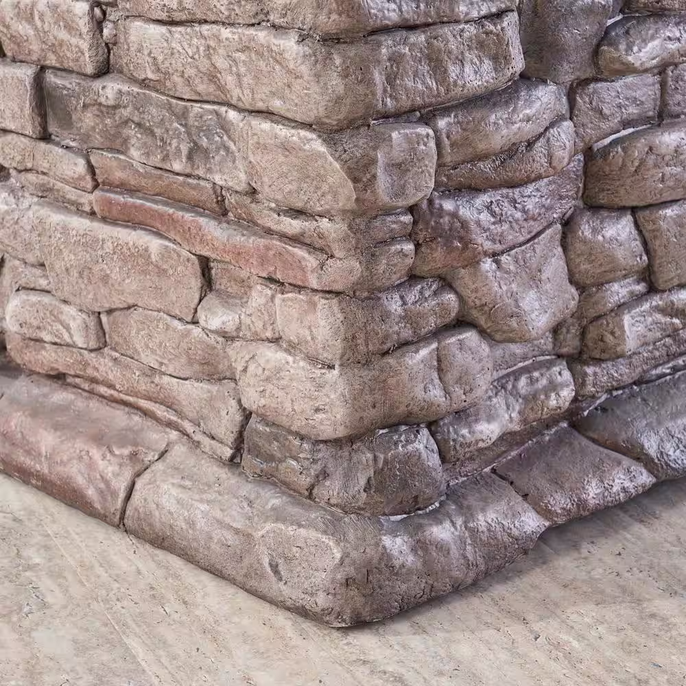 Noble House Dakota 32 in. x 24 in. Square MGO Propane Fire Pit in Natural Stone