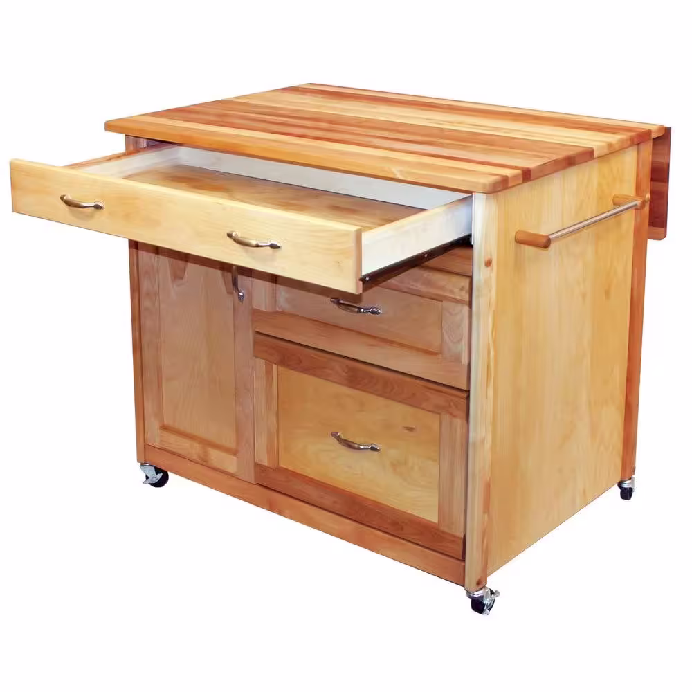 Catskill Craftsmen 38 in. wide Butcher Block Kitchen Island with Deep Drawers