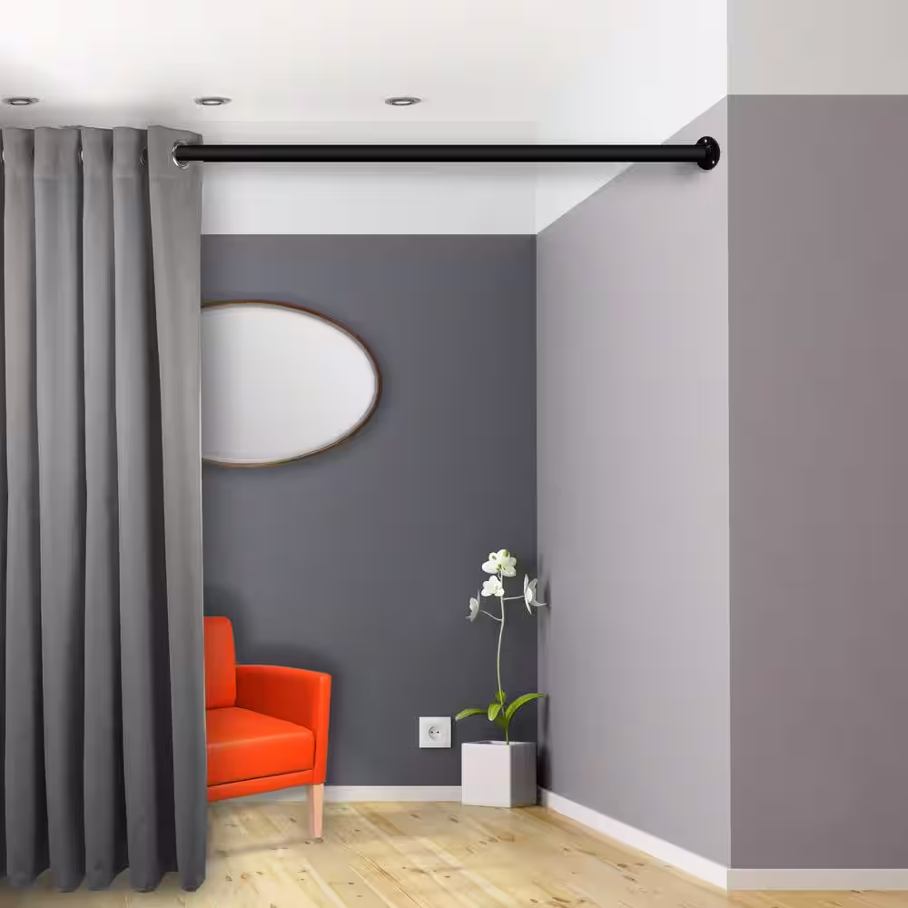 Rod Desyne 28 in. to 48 in. W Black Adjustable Closet Rod and Socket Set