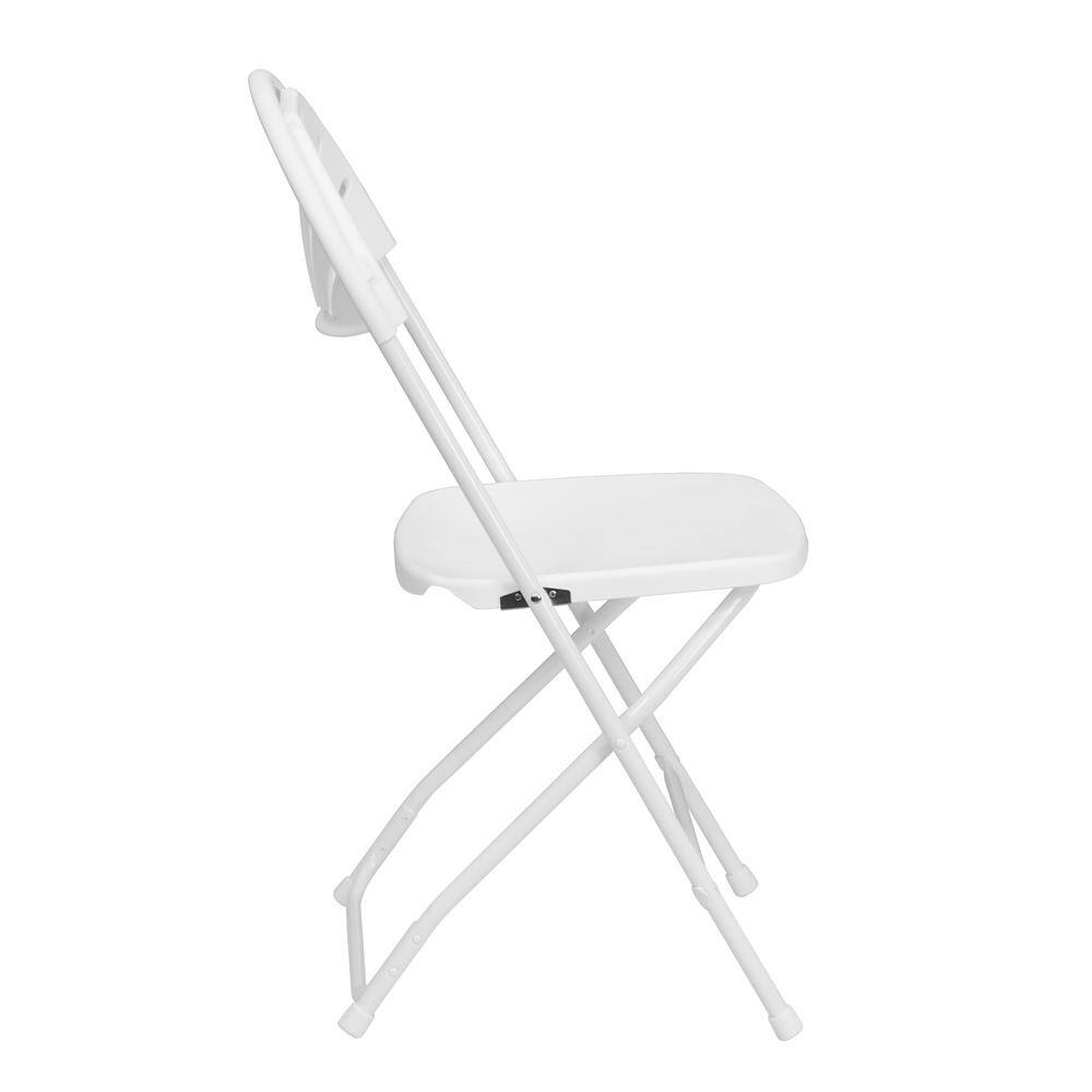 Carnegy Avenue White Plastic Seat Metal Frame Outdoor Safe Folding Chair