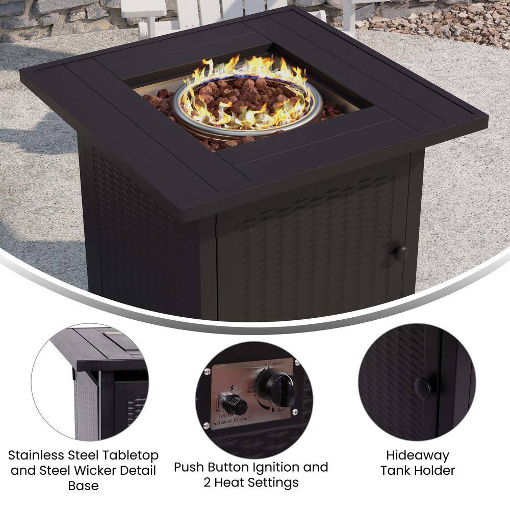 None Black Steel Fire Pit Table
