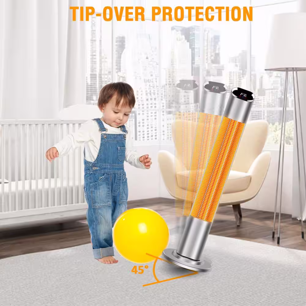 EdenBranch 1500-Watt Deluxe Freestanding Carbon Fiber Patio Heater with Remote