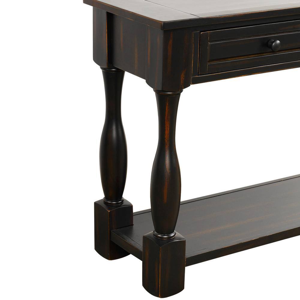 Harper & Bright Designs 65 in. Black Standard Rectangle Wood Console Table with Drawers