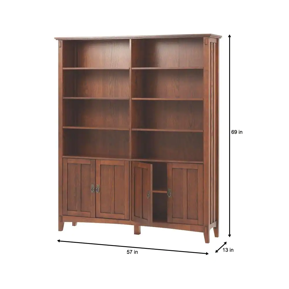 Home Decorators Collection 69 in. Medium Oak Brown Wood Adjustable 8-Shelf Standard Bookcase