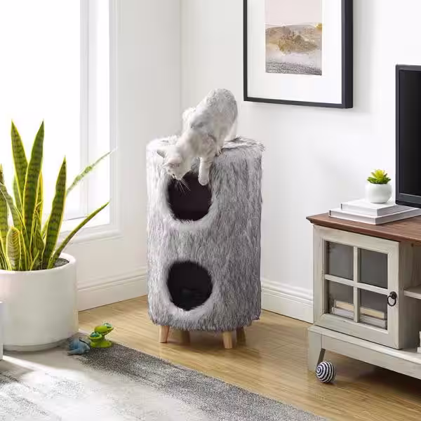 Sam's Pets Pufak 27 in. Gray Cat Tree Cylinder
