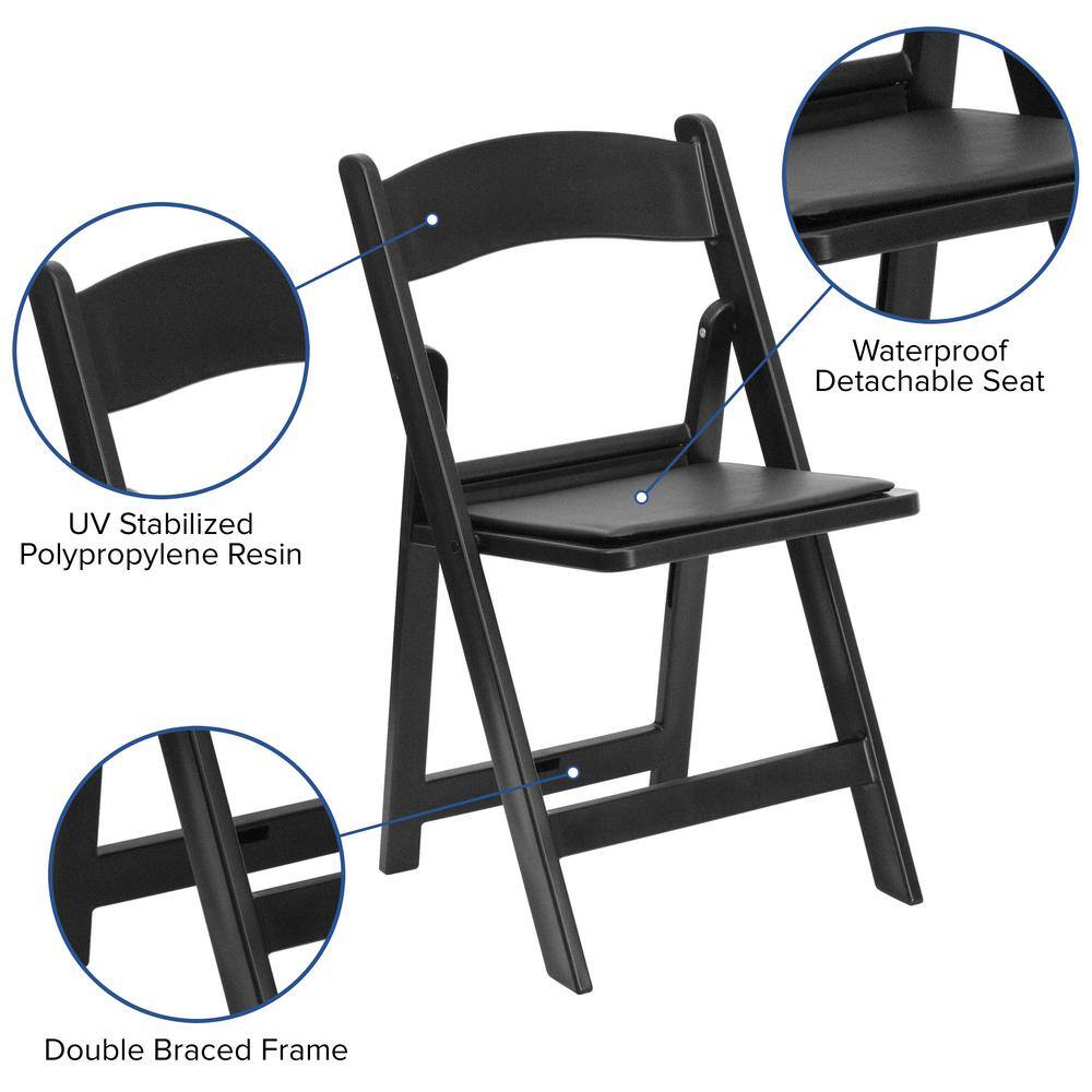 Carnegy Avenue Black Vinyl Seat with Resin Frame Folding Chair (Set of 2)