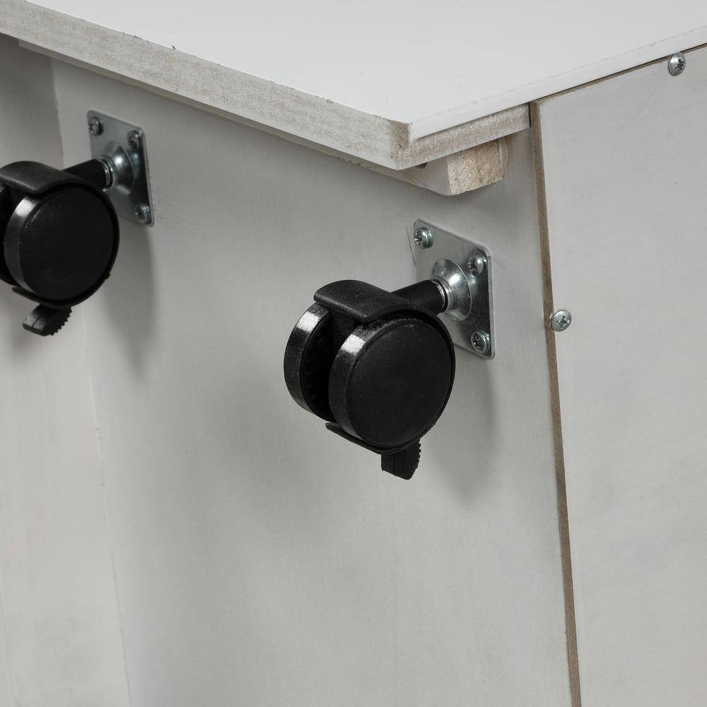 Qualler Eljah White Twin over Full Bunk Bed with Cabinet