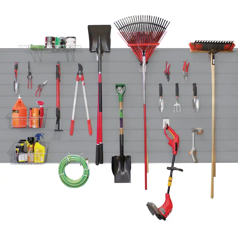 Proslat 96 in. H x 48 in. W (128 sq. ft.) PVC Slat Wall Panel Set Light Gray (4 panel pack)