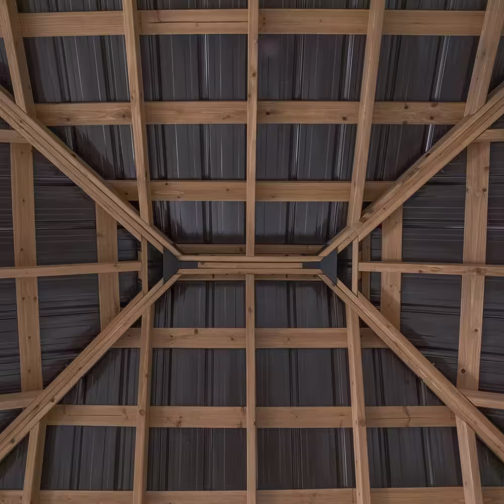 Backyard Discovery Barrington 12 ft. x 10 ft. Brown Gazebo Hard Top Steel Hip Roof Gazebo