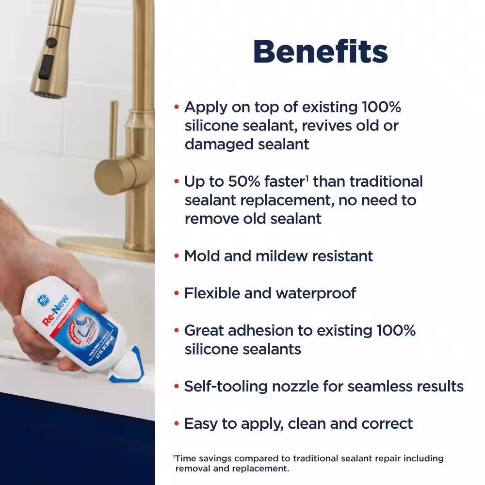 GE Renew 2.7 oz. White Kitchen and Bath Sealant