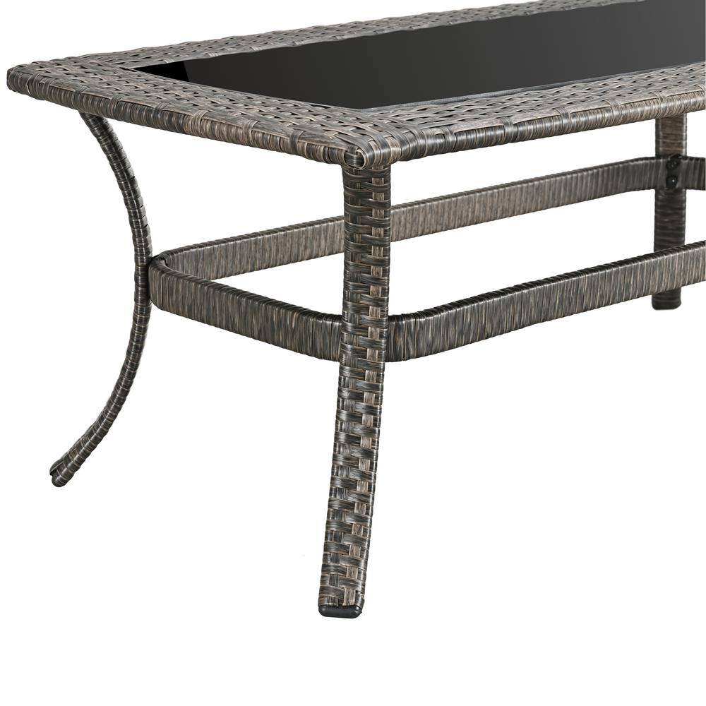 Patio Festival 5-Piece Wicker Patio Conversation Set with Gray Cushions