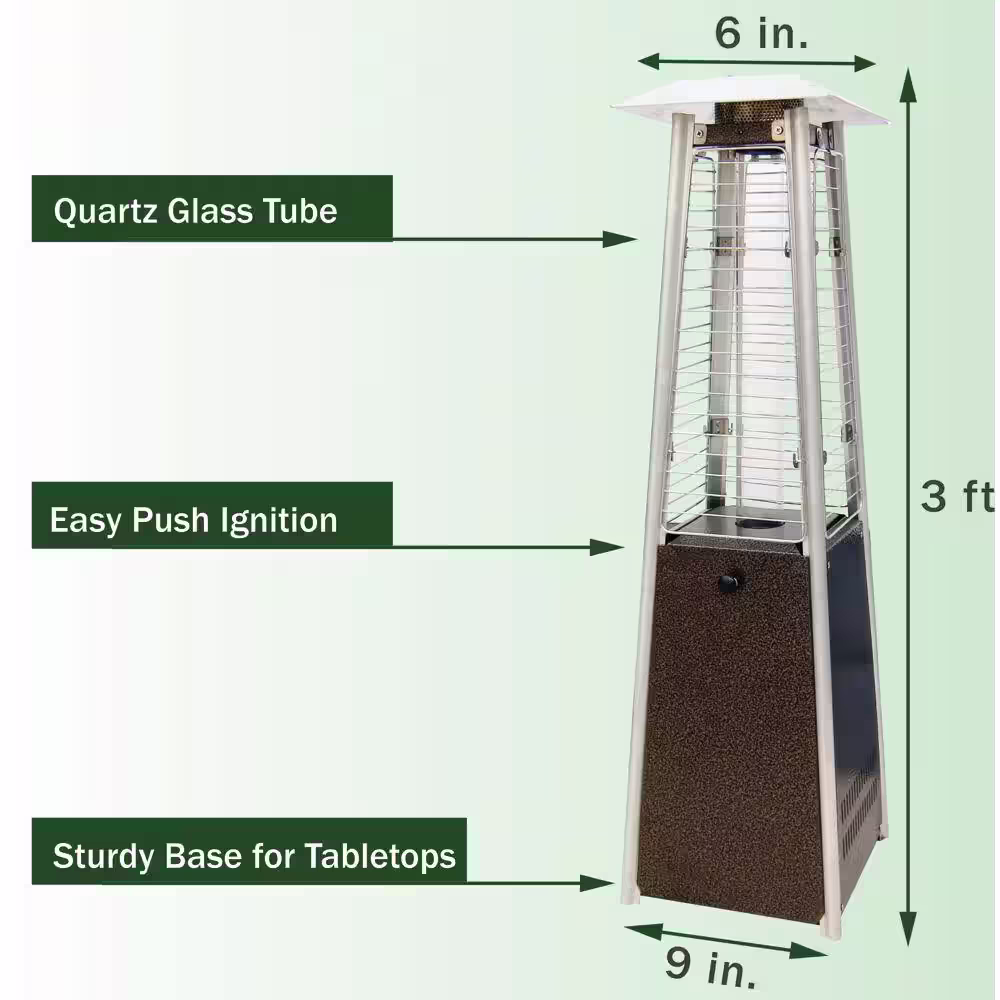 Hanover Mini Pyramid Tabletop 11,000 BTU Hammered Bronze Propane Patio Heater