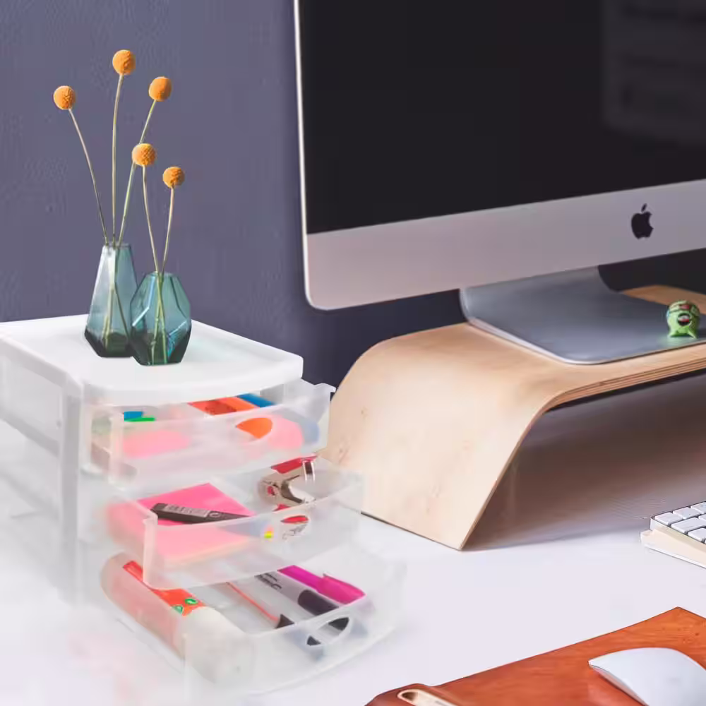 MQ 7 in. W x 6.25 in. H x 8.25 in. D White and Clear Plastic 3-Drawer (6-Pack)