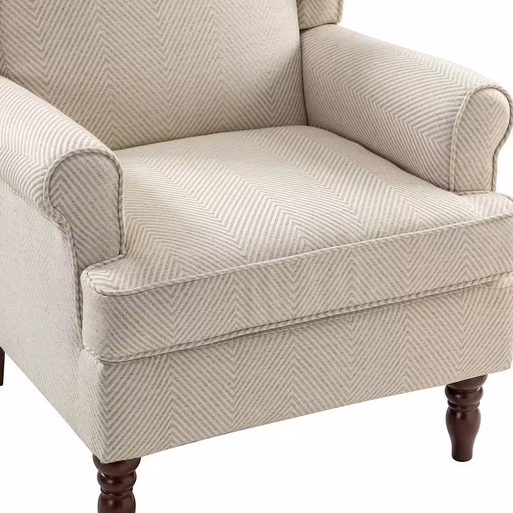 JAYDEN CREATION Daunus Tan Traditional Style Upholstered Armchair with Turned Legs