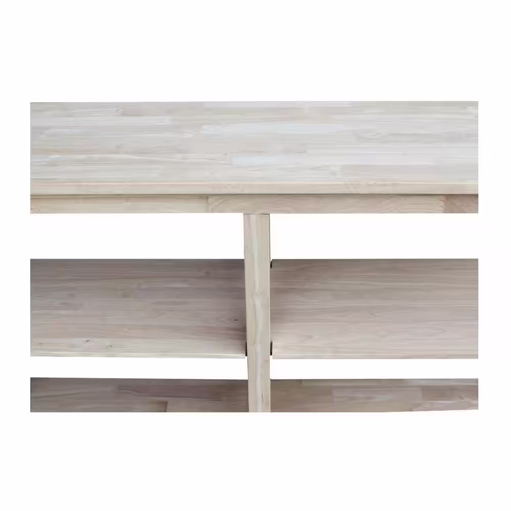 International Concepts Hampton 60 in. Unfinished Standard Rectangle Wood Console Table with Shelves
