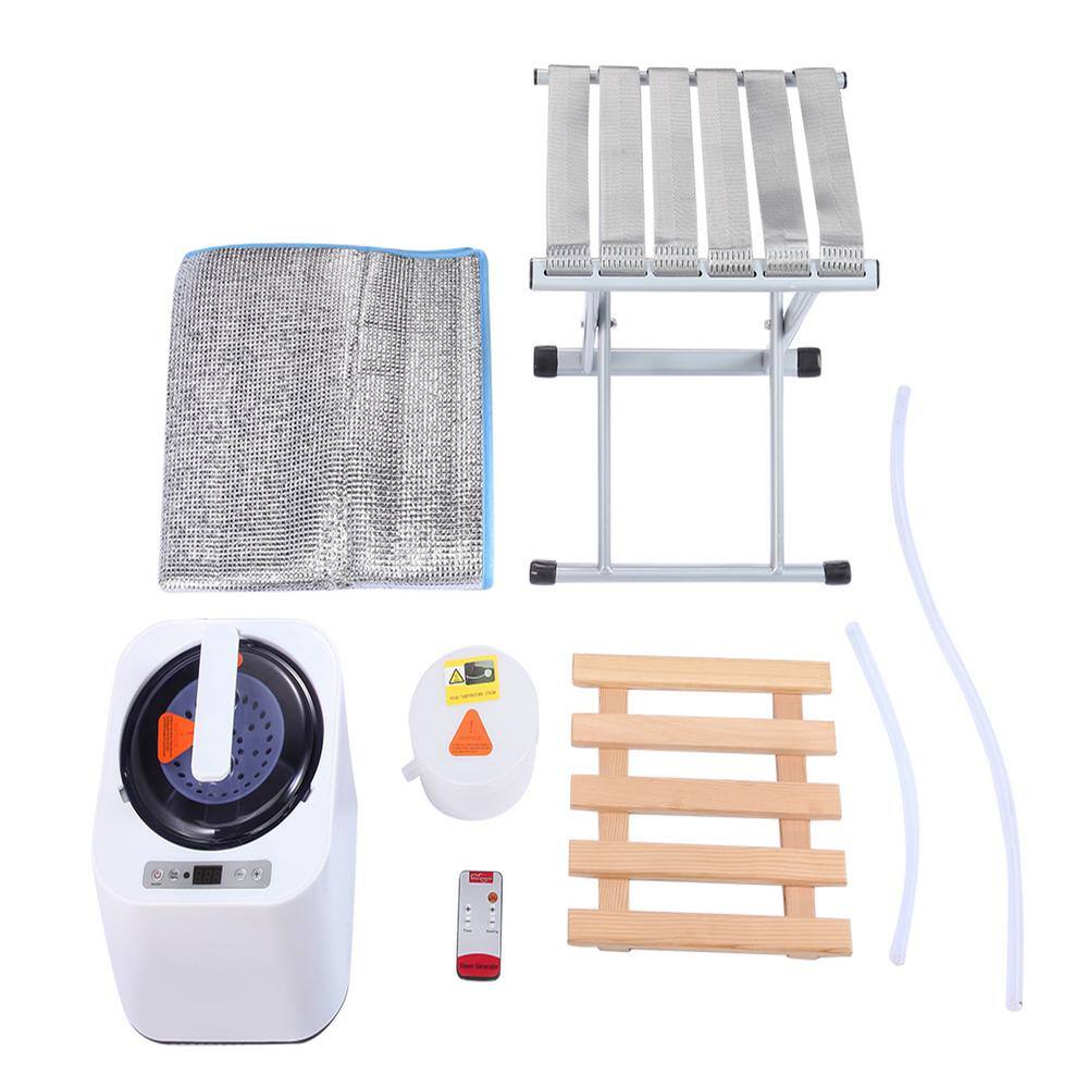 None 1-Person Half body Black Steam Sauna with Foldable Chair