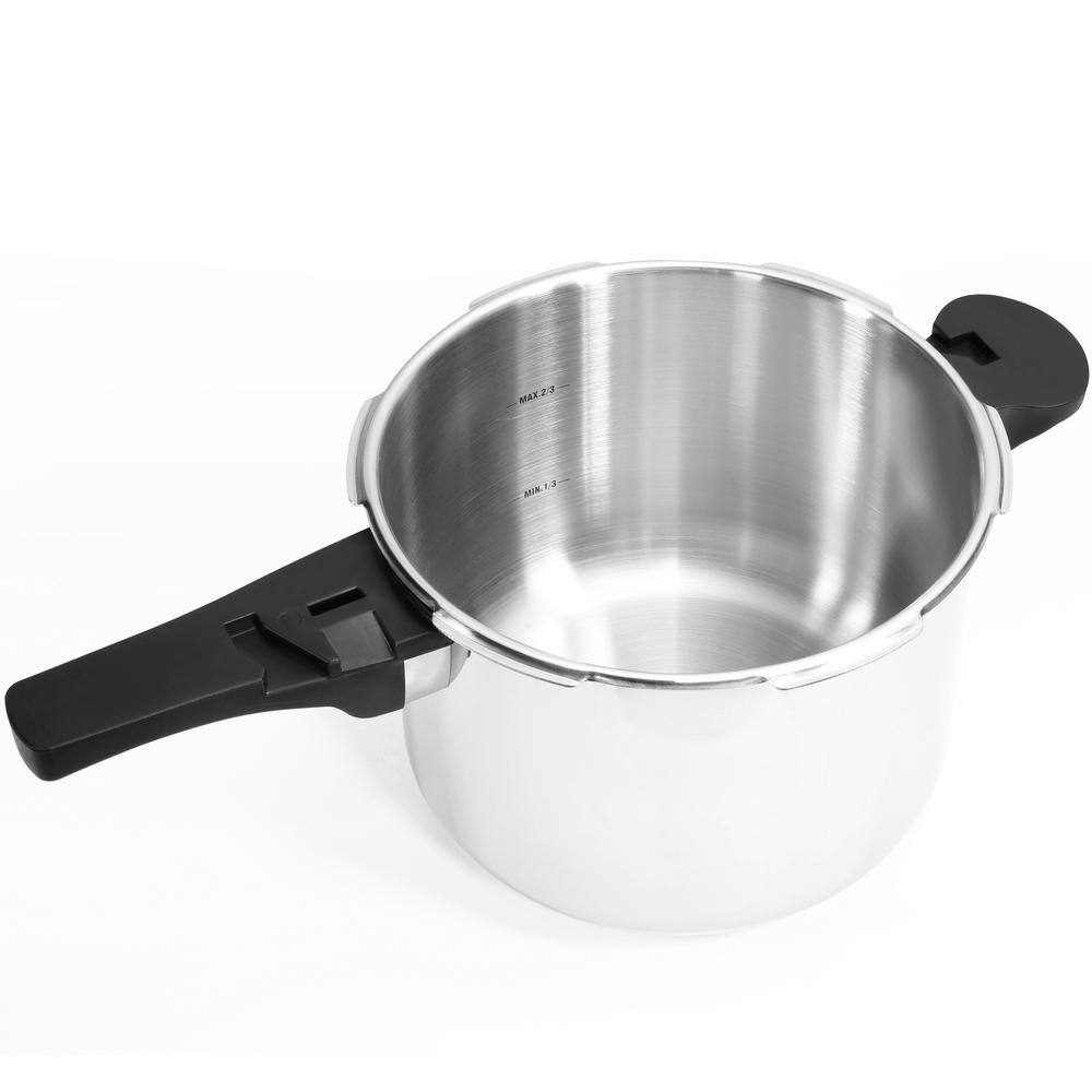 Barton Turbo 6 qt. Silver 15-PSI Stove Top Pressure Cooker Induction Compatible with Easy-Lock Lid