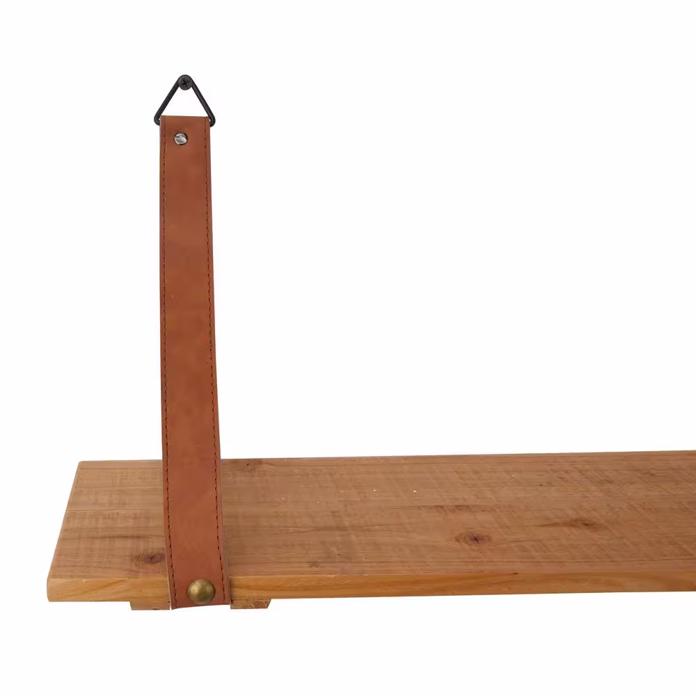 Litton Lane Gray Handmade 2-Shelves Cotton Macrame Wall Shelf