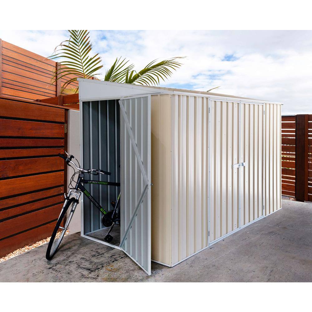 ABSCO 10 ft. W x 5 ft. D Metal Bike Shed in Classic Cream with SNAPTiTE assembly system 60 sq. ft.