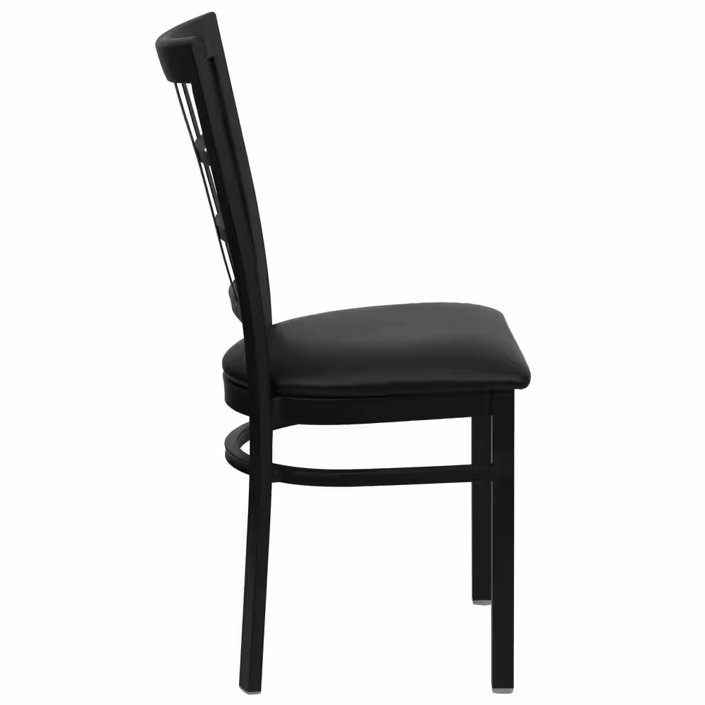Flash Furniture Hercules Series Black Window Back Metal Restaurant Chair with Black Vinyl Seat