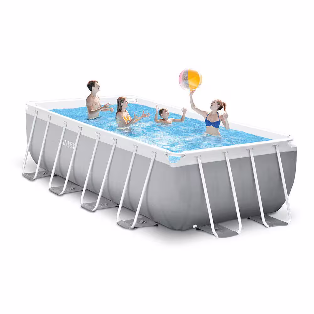 Intex 16 ft. x 8 ft. x 42 in. D Rectangular Metal Frame Above Ground Pool
