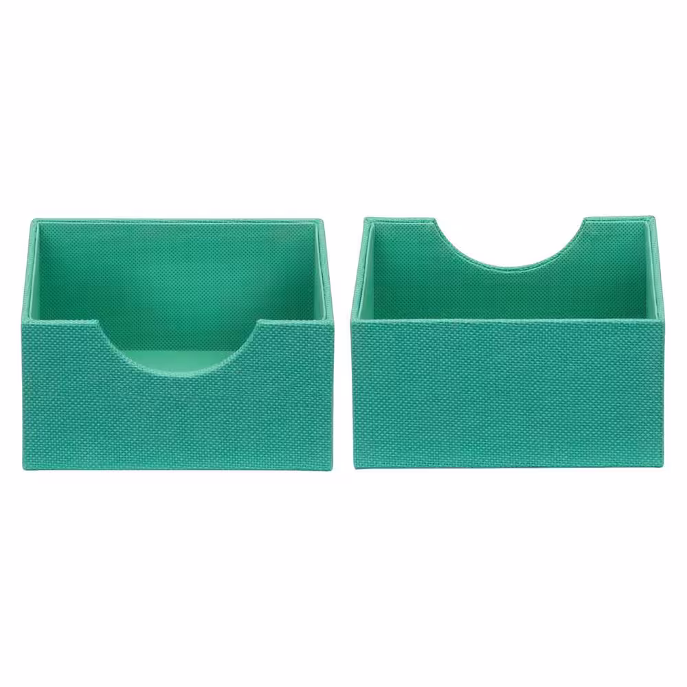 HOUSEHOLD ESSENTIALS Seafoam Linen 6 in. Square Hard-Sided Trays (2-Piece)
