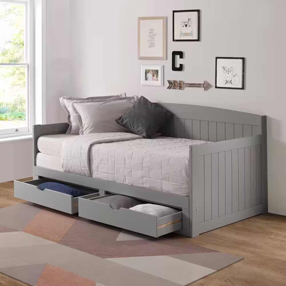 Alaterre Furniture Harmony Dove Gray Twin Daybed with King Conversion