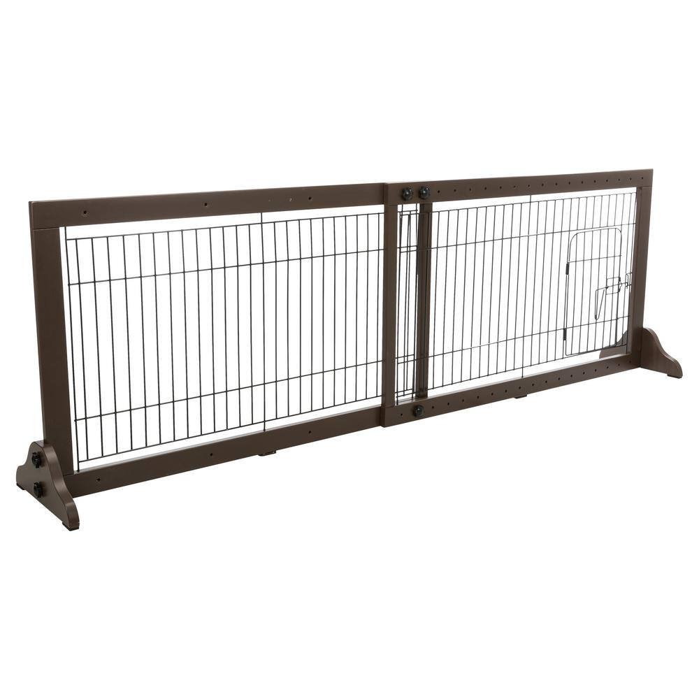 TRIXIE Adjustable Freestanding Pet Gate : Width Expands 40 in. to 71 in. : Lightweight : Brown