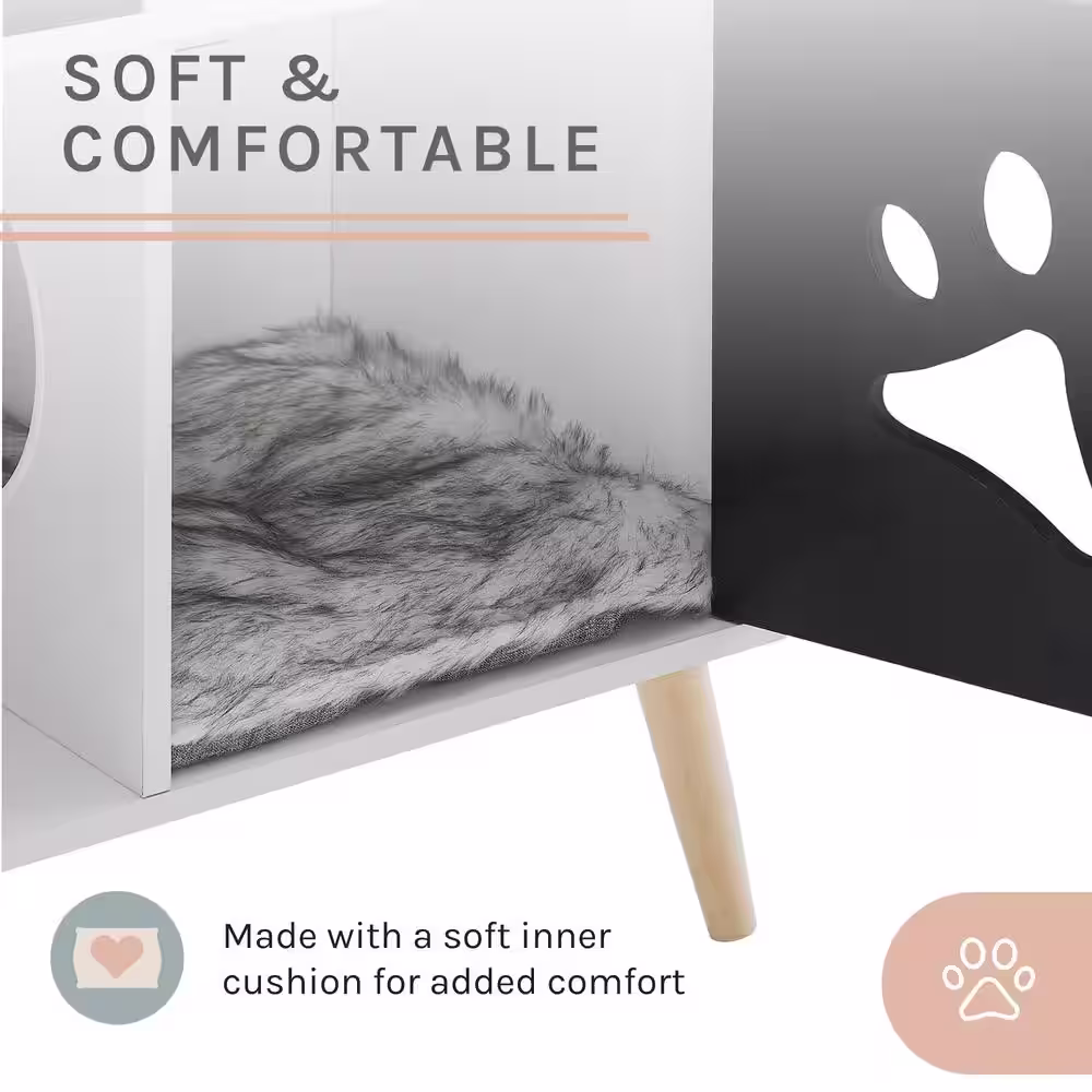 Sam's Pets Convertible Black and White Cat Tree End-Table Shelf