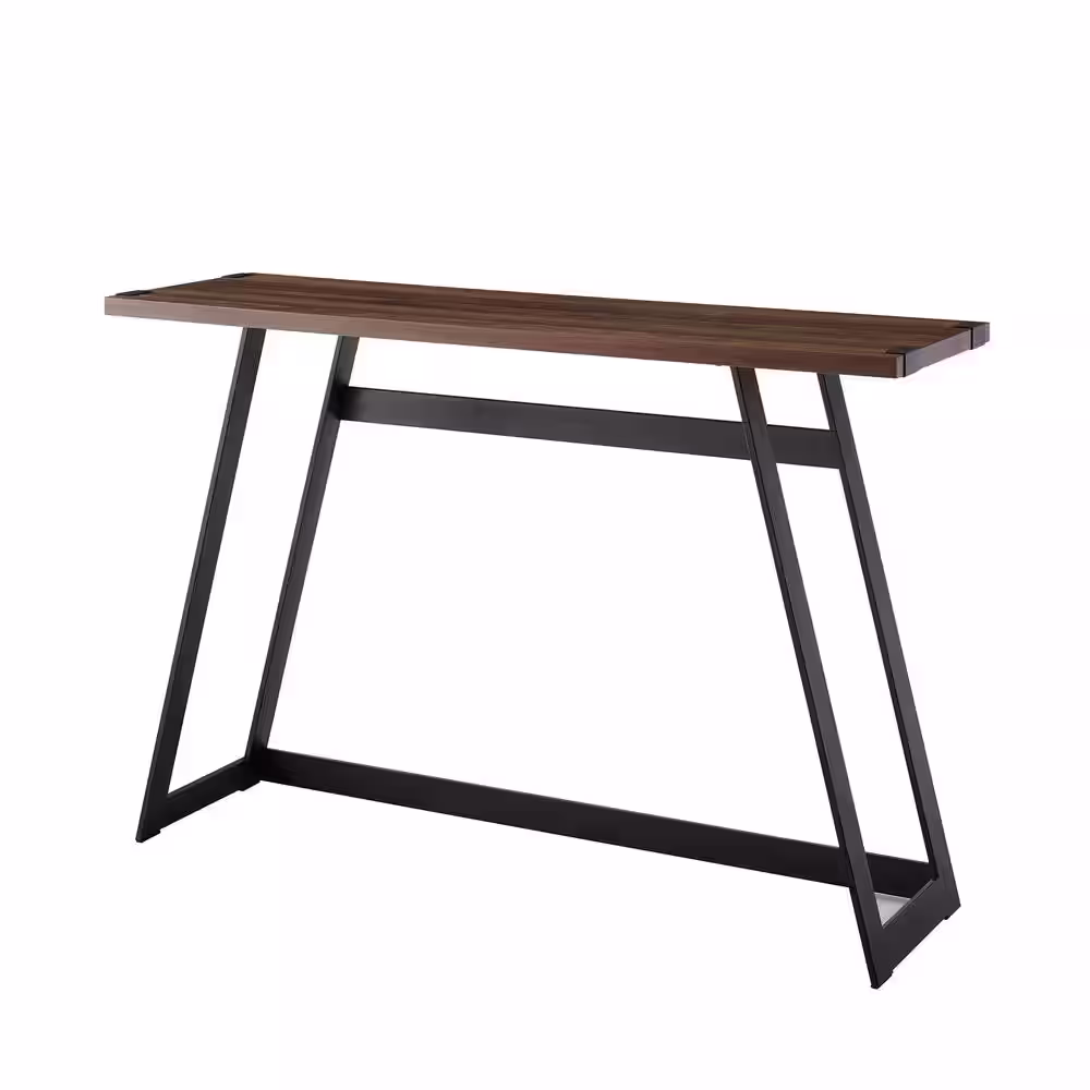 Walker Edison Furniture Company 46 in. Dark Walnut/Black Standard Rectangle Composite Console Table