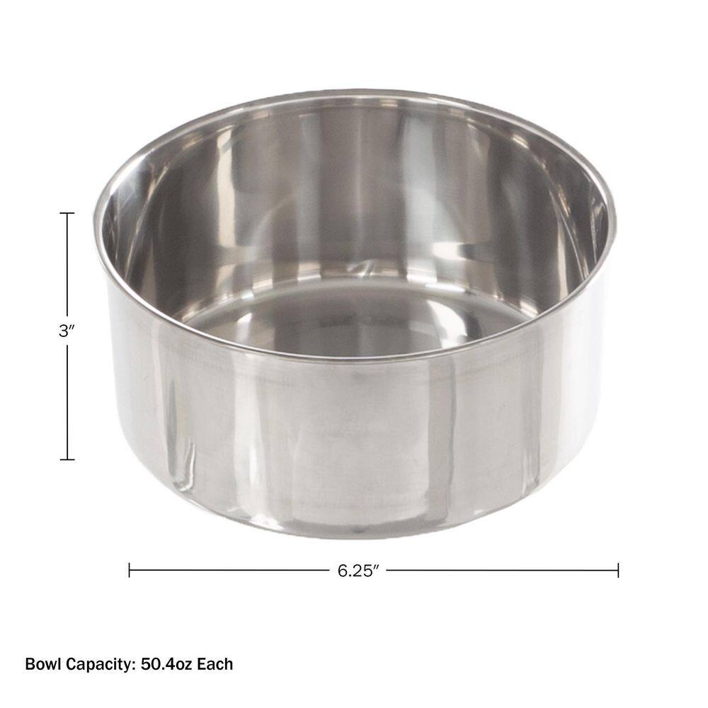 Petmaker 50.4 oz. 2 in. Feeder Stainless-Steel Dog Bowls - Cage, Kennel, and Crate Hanging Pet Bowls for Food and Water