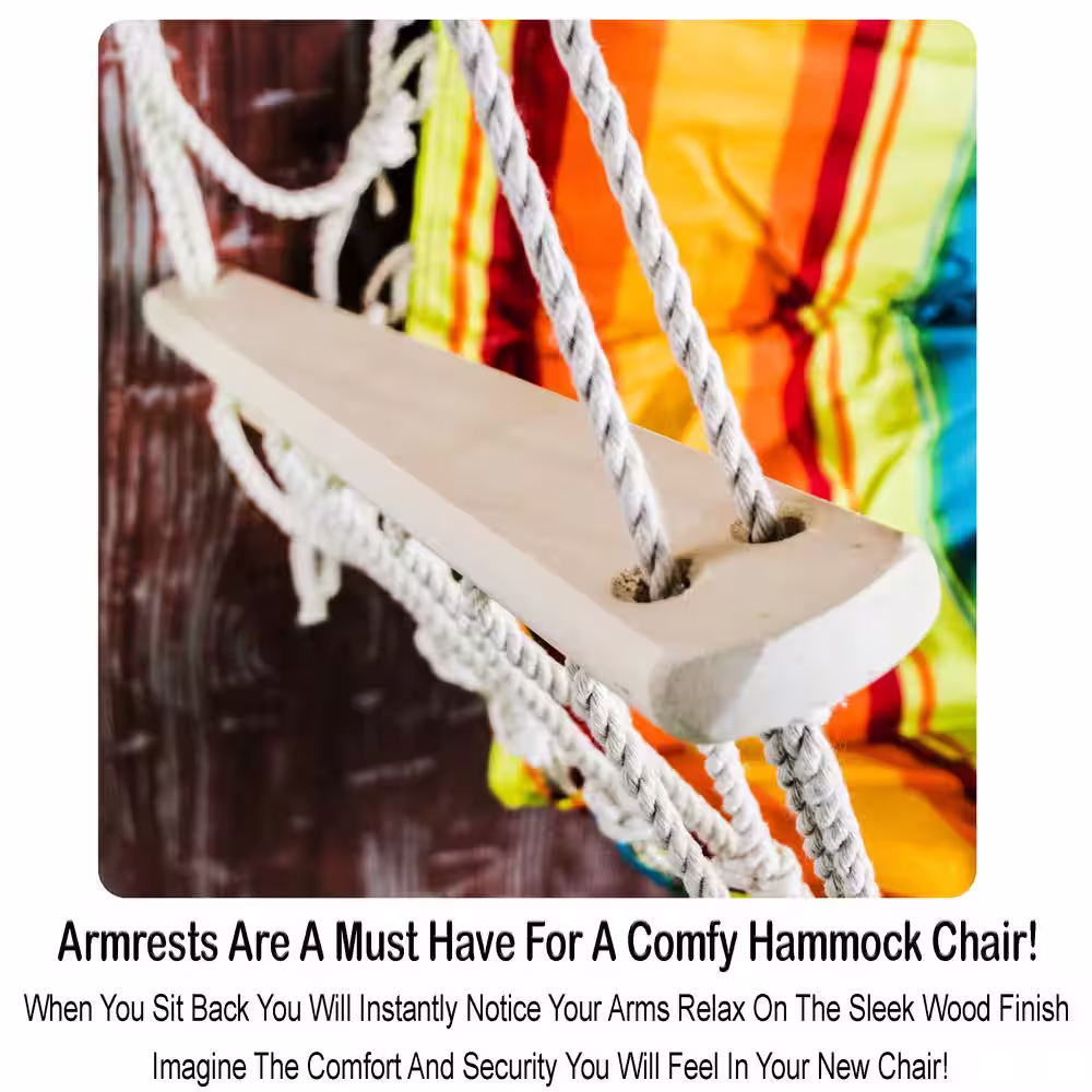 None Hammock Chair with Wooden Armrests in Fruit Stripes