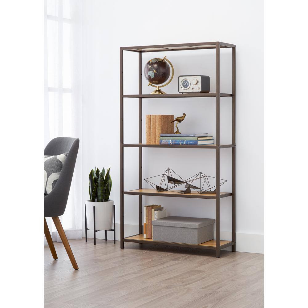 TRINITY Bronze Anthracite 5-Tier Steel Shelving Unit (32 in. W x 60 in. H x 12 in. D)