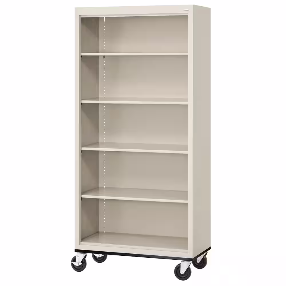 Sandusky Metal 5-shelf Cart Bookcase with Adjustable Shelves in Putty (78 in.)