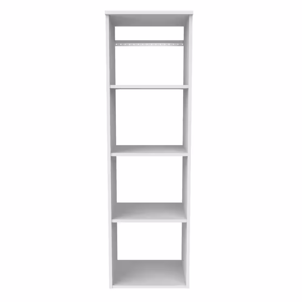 ClosetMaid Style+ 46.97 in. W - 112.97 in. W White Hanging Wood Closet System with Top Shelves and Modern Drawers