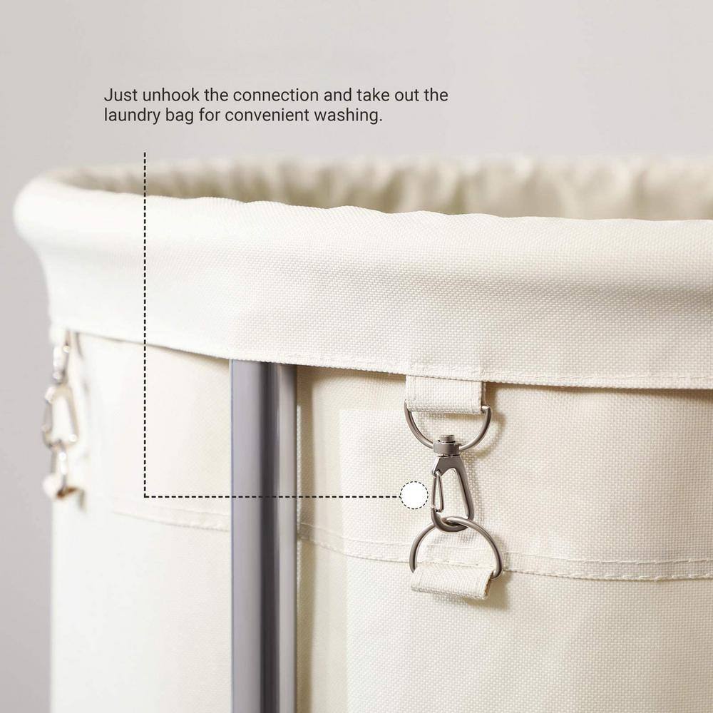 None 23.6 in. W x 23.6 in. D x 31.9 in. H Fabric Laundry Basket Hamper with Wheels Cream