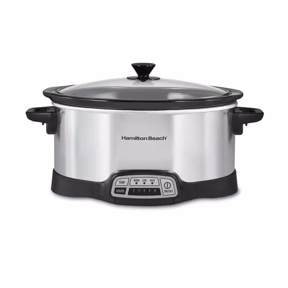 Hamilton Beach 6 qt. Programmable Silver Slow Cooker with Temperature Settings