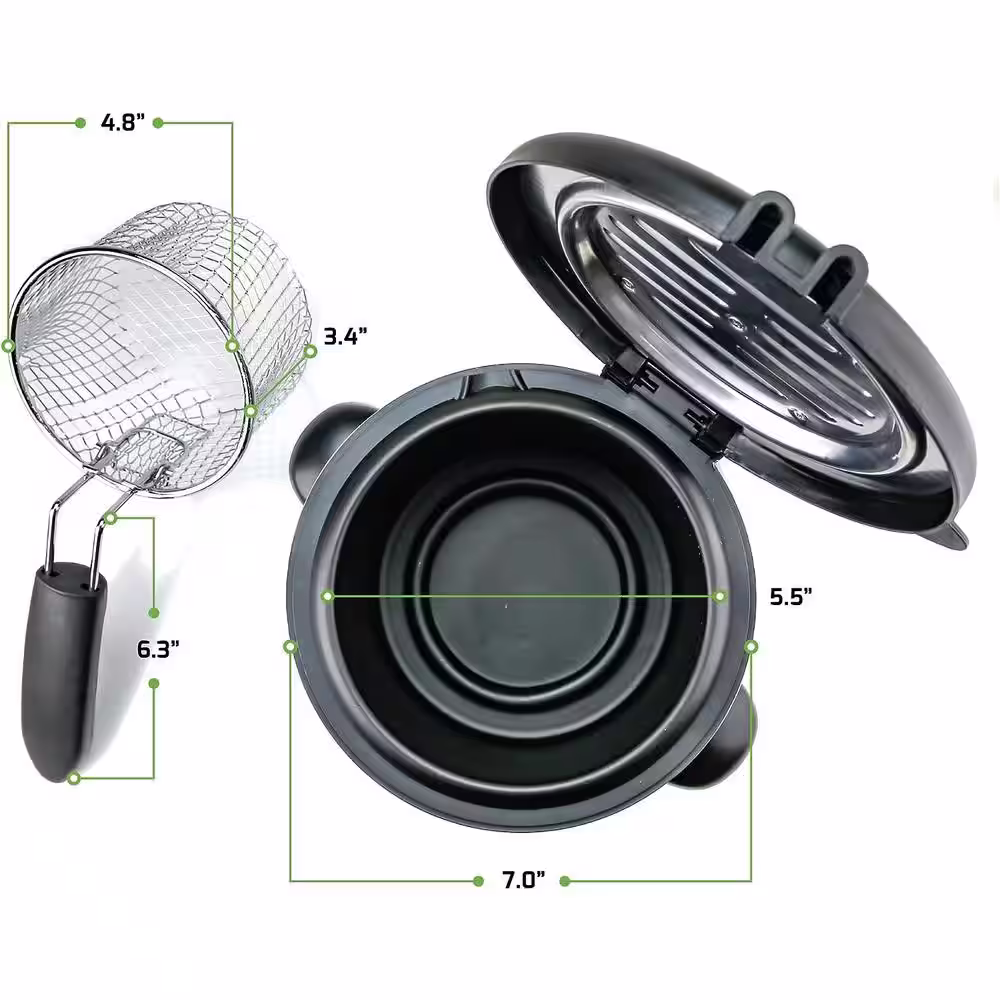 OVENTE 0.95 Qt Silver Mini Electric Deep Fryer with Removable Frying Basket