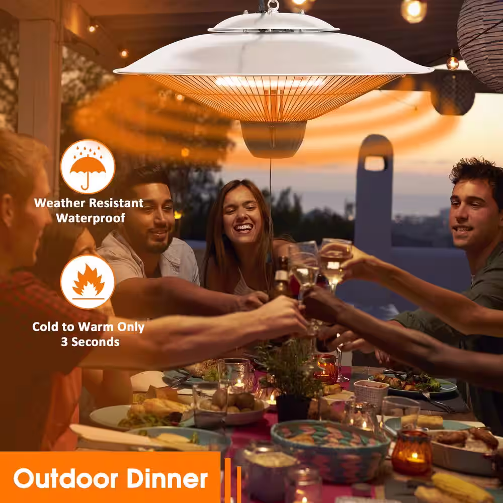 EdenBranch 1500-Watt Hanging Carbon Fiber Patio Heater