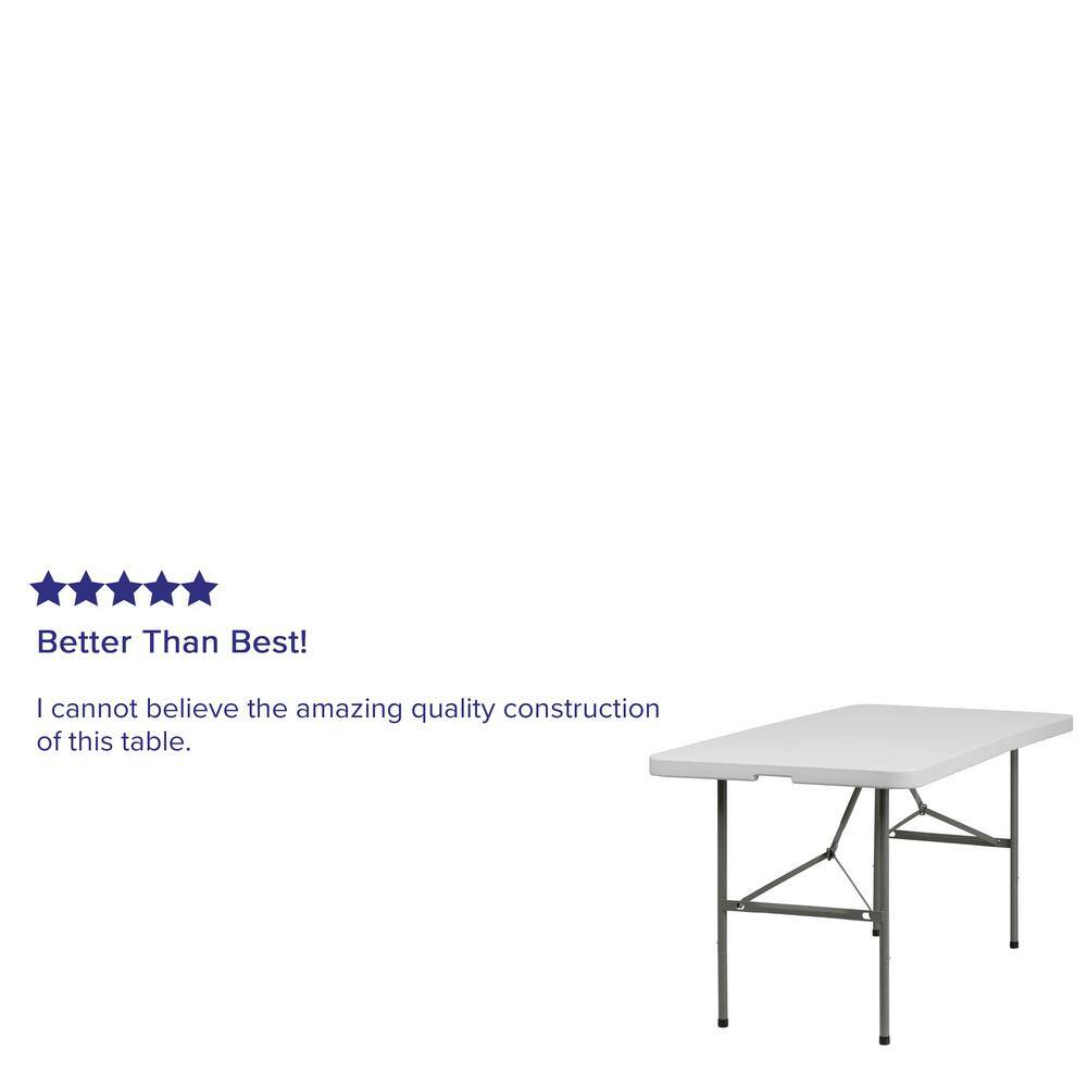 None 60 in. Granite White Plastic Tabletop Metal Frame Folding Table