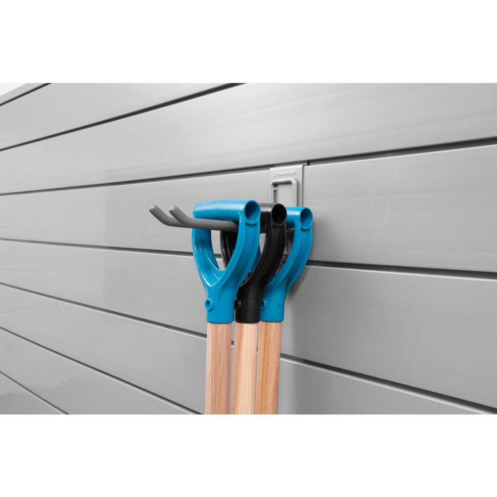 CROWNWALL Slatwall 55 lbs. 8 in. Locking Double Hook (3-Pack)