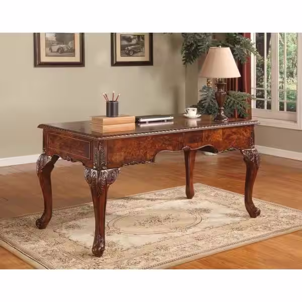 Best Master Furniture Princeton 60 in. Traditional Walnut Solid Wood Executive Desk