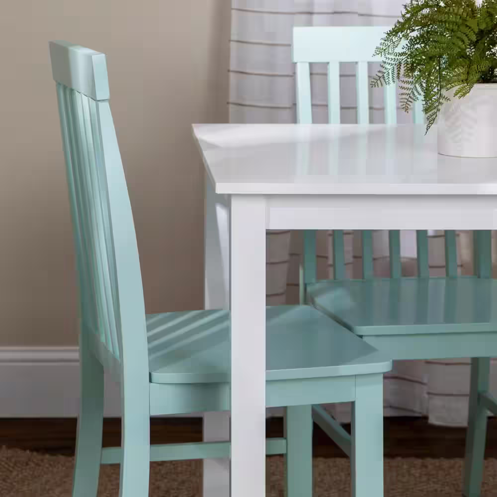 Walker Edison Furniture Company 5-Piece Modern Farmhouse Dining Room Set - Solid White/Sage