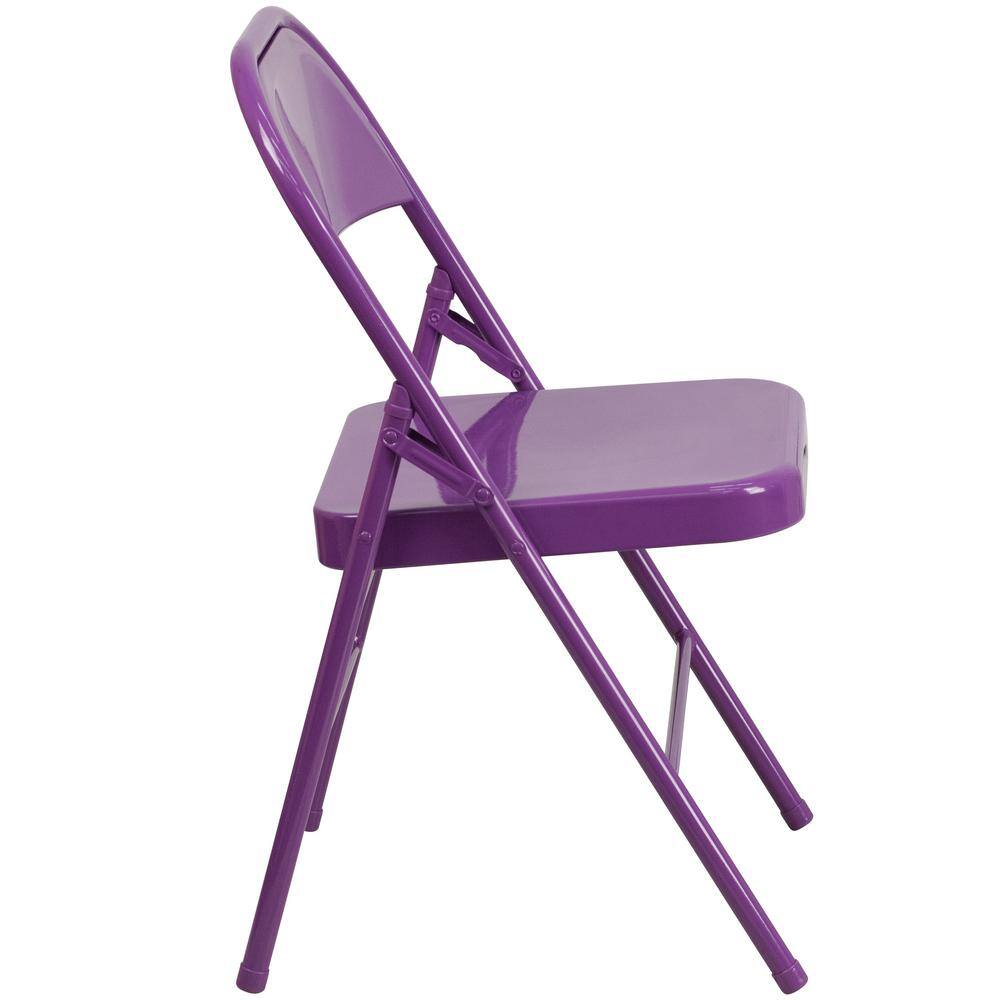 Carnegy Avenue Impulsive Purple Metal Folding Chair (2-Pack)