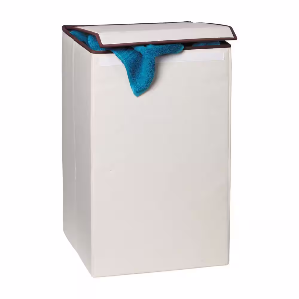 Honey-Can-Do Natural Collapsible Polyester Square Laundry Hamper with Lid